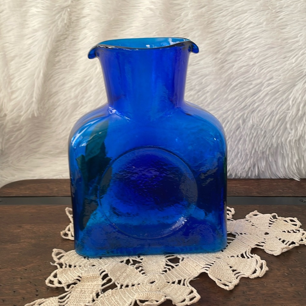 Blenko Double Spout Blue Vintage Water Jug